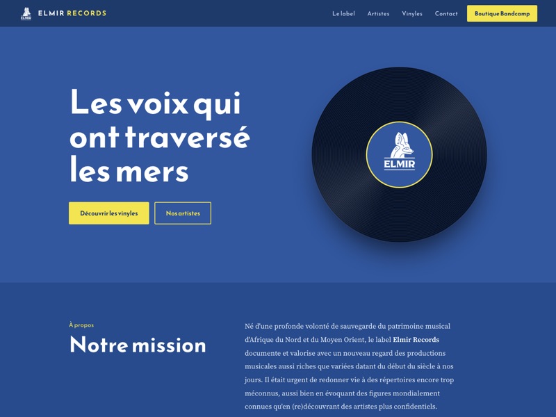 Page d'accueil du site Elmir Records