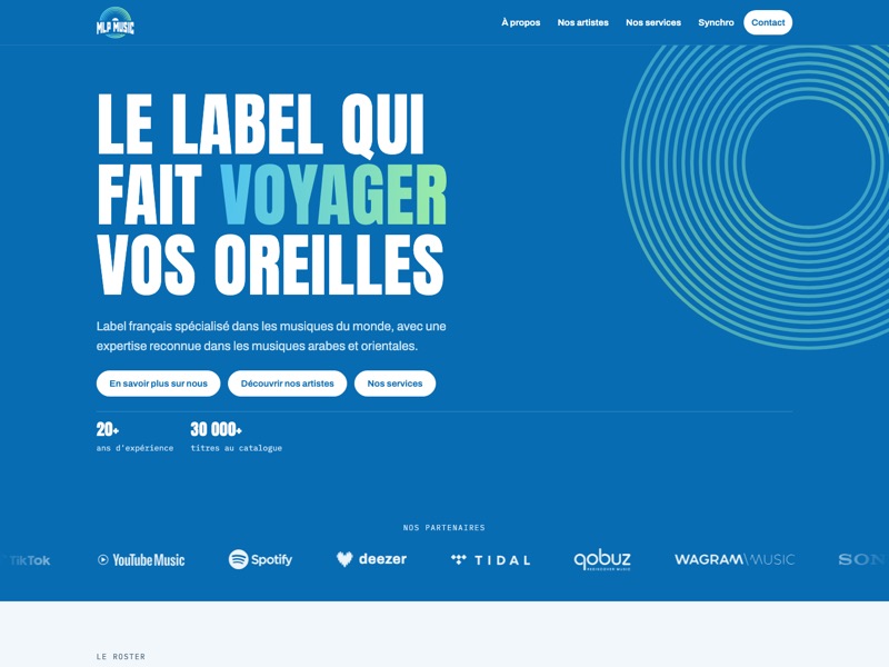 Page d'accueil du site MLP Music